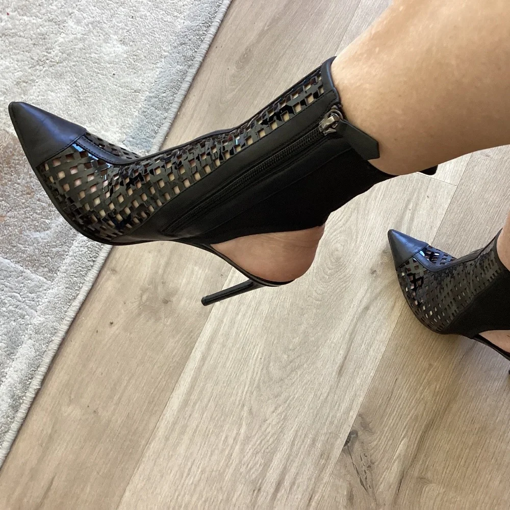 REDUCED Reed Krakoff 37.5 EU 7 US Black Perforated Patent Leather Ankle Boots
